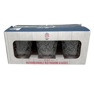 Set of 6 Outdoor Collection Double Old Fashioned Plastic Cups Glasses New in Box